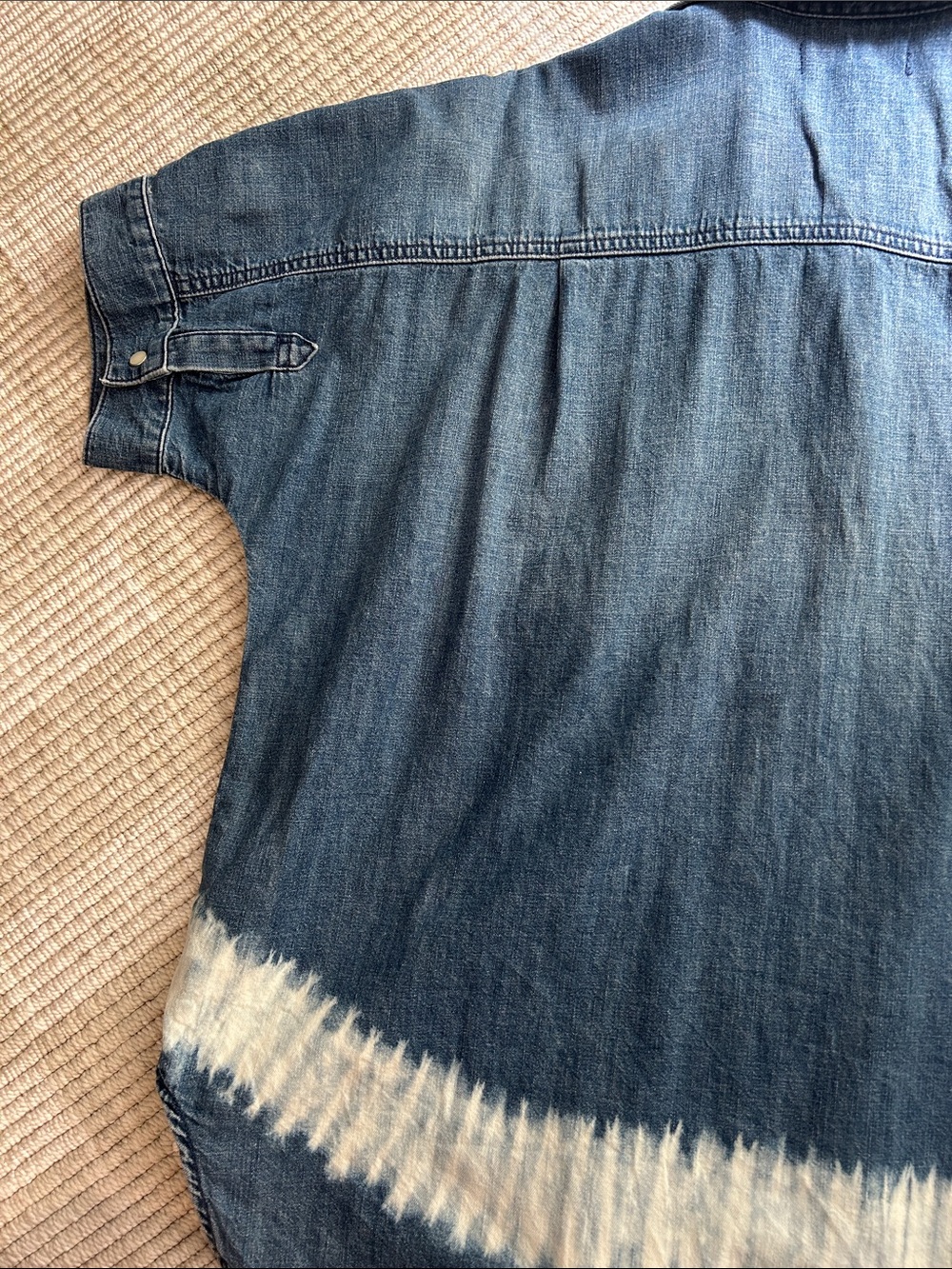 Madewell Blue Denim Short-Sleeve Button-Down with Bleached Band - Picture 8 of 8